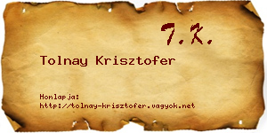 Tolnay Krisztofer névjegykártya